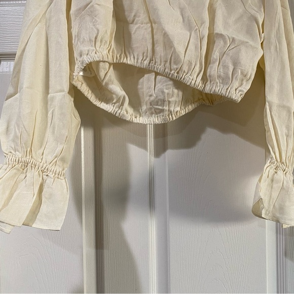 Who wore what whisper white ON/OFF SHOULDER TIE FRONT TOP linen blend Size XL - Picture 9 of 11